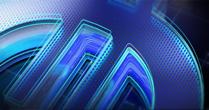 Glowing euro currency icon floats in a futuristic digital environment with streaming binary data.