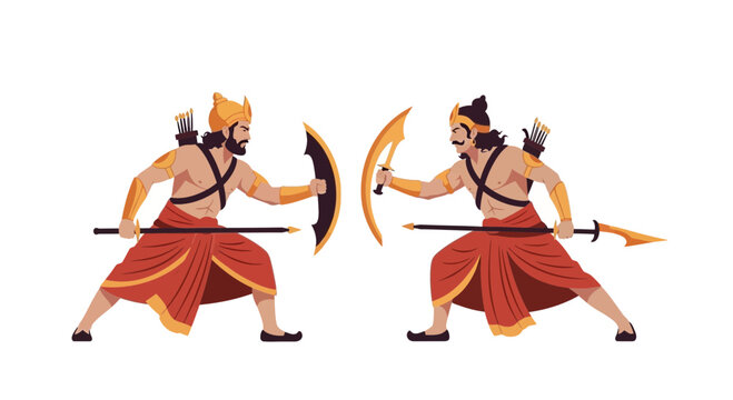 Ancient Indian Warriors Clash with Swords and Shields, Epic Battle Scene
