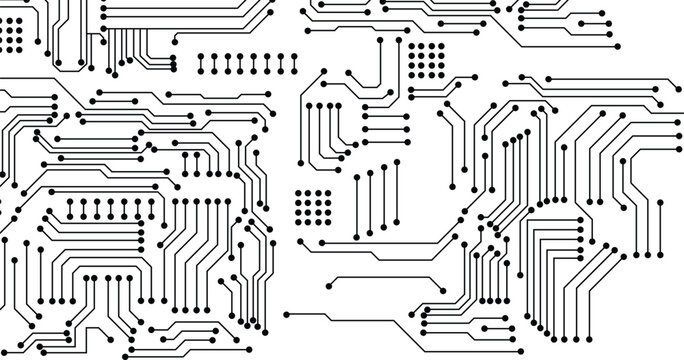 Seamless pattern with Circuit board. Electronics board. High-tech technology background texture. Grey technology on white background.2d illustration 