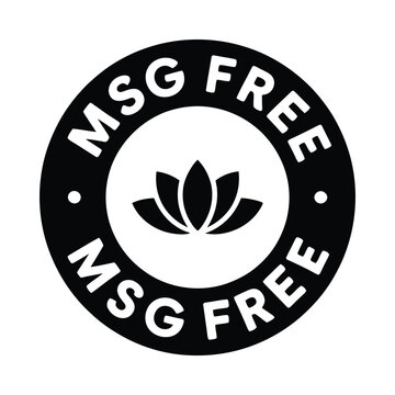 msg free label with lotus flower black and white circular badge