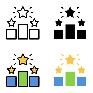 Competitive advantage icon collection of various styles for design branding, print and digital media