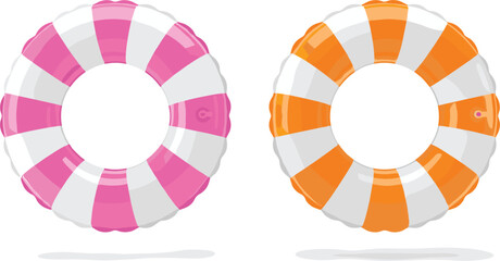Inflatable swim rings set, colorful pool floats summer vacation vector illustration isolated collection © MdMotiur