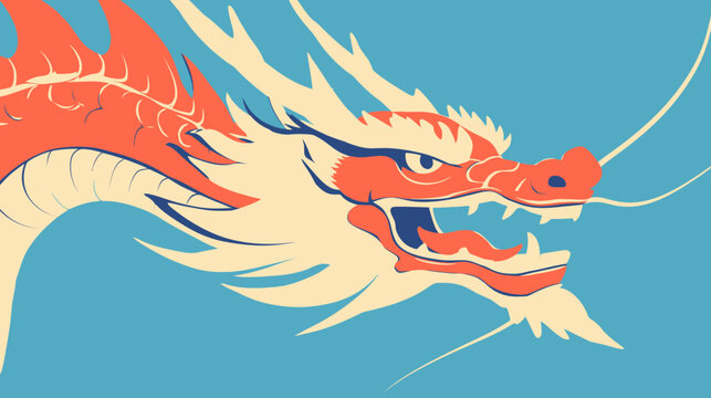 Traditional stylized dragon illustration with vibrant colors and bold lines