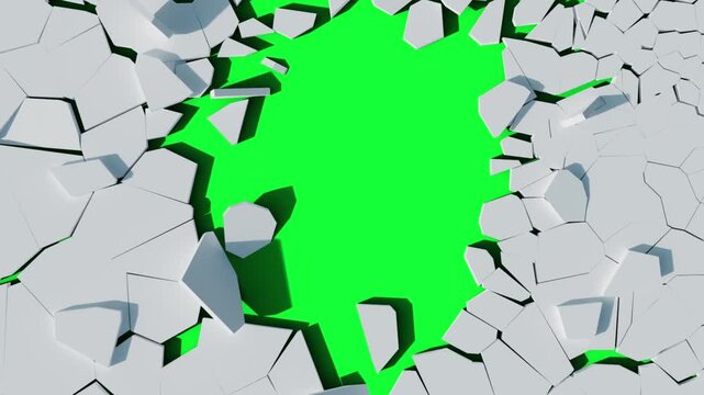 Detailed animated cgi background design with broken shape and cracked surface for wall destruction in slow motion