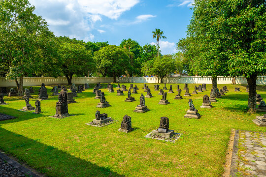 Yogyakarta, Indonesia - August 3, 2025: Archaeological museum at the UNESCO World Heritage Prambanan Temple Compounds in Yogyakarta, Indonesia, featuring ancient Hindu temple artifacts.