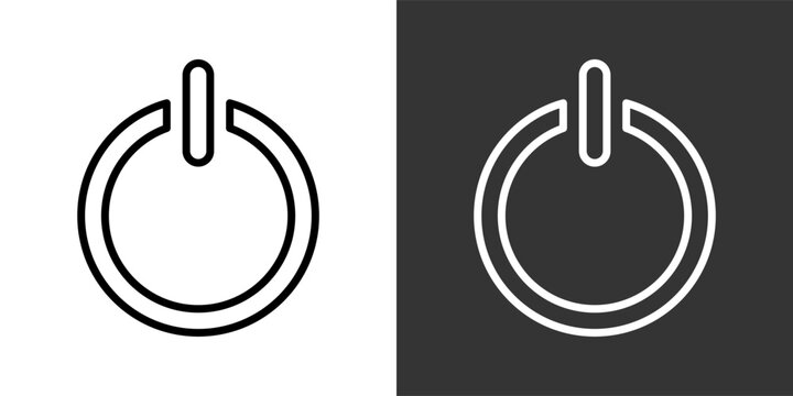 Shutdown Black And White Icon Set Collection Pack Vector Illustration