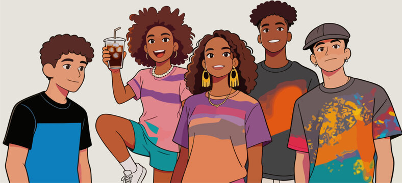 Group of young diverse friends posing together casually