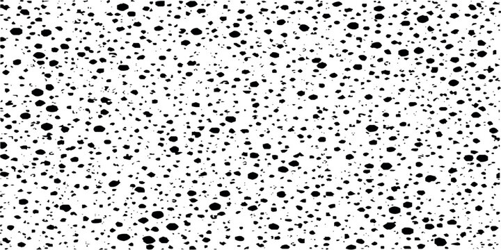 Black and white grunge terrazzo pattern with small and large dots on white background vector illustration