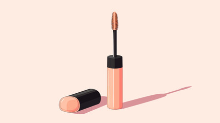 Obraz premium Digital illustration of a beige-colored liquid lipstick with applicator against light background