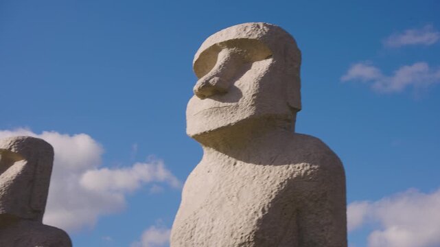 Moai Statues in Line, Sapporo Sculptures in Hokkaido Japan