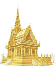 Obraz premium Historic asian temple architecture with multi-tiered roofs and ornamental gold carvings