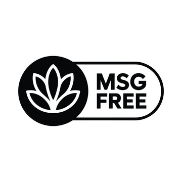 msg free label with floral element black and white icon on white background