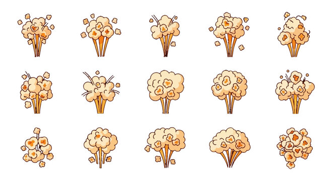 Cartoon Smoke Explosion Dust Clouds Vector Illustration Set