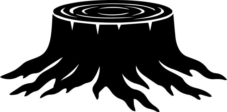 Black stump icon with roots Vector