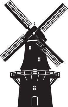 Black silhouette of a windmill Vector