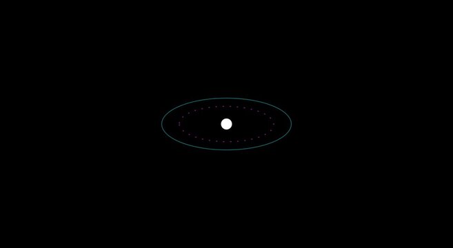 Abstract atomic orbit motion with rotating glowing energy rings animation
