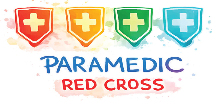 Minimal watercolor object of paramedic red cross inspired illustrations in doodle art style. Suitable for healthcare, emergency service, medical branding, and creative design concepts