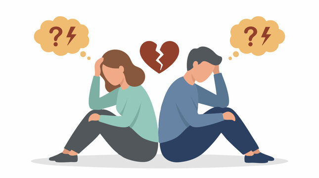 Broken relationship concept with couple in conflict and emotional distress