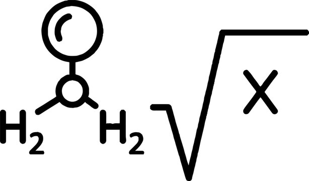 Chemistry Molecule and Mathematical Square Root Icon