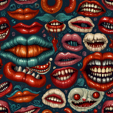 Creepy clown mouths set