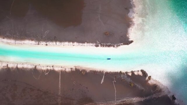 bacalar lagoon mexico drone shot
