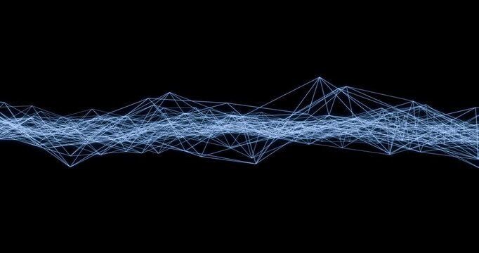 Abstract blue glowing wave. Cyber digital stylized line art background. 4K 3D rendering loop animation.