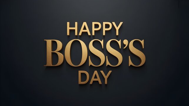 Elegant Golden "Happy Boss's Day" Greeting Text on Dark Background