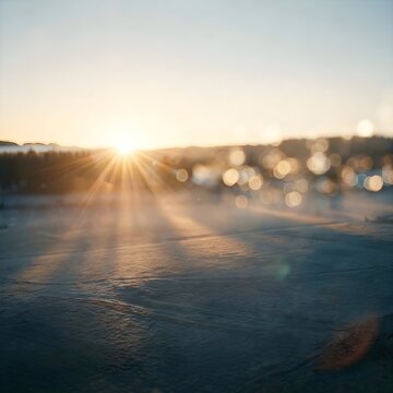 Cinematic landscape of a futuristic arctic settlement with traditional indigenous camp and high-tech domes at sunrise.