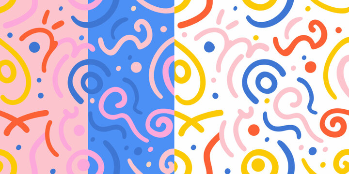 Abstract squiggle pattern with colorful loops and dots vibrant vector illustration high quality professional detailed