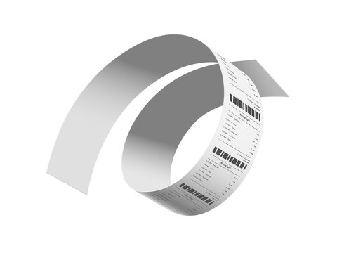 Receipt paper isolated on transparent background for advertising design