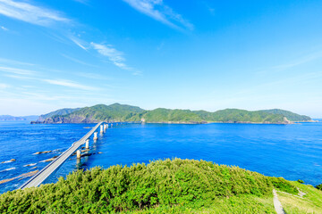 初夏の鳥ノ巣山展望所から見た甑󠄀大橋　鹿児島県薩摩川内市 © M・H