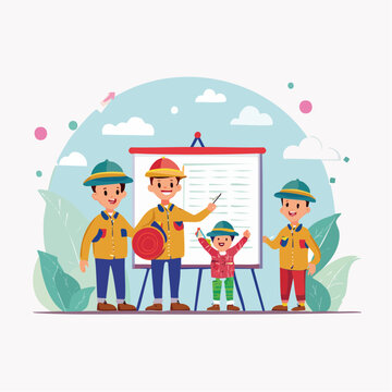 Scout Leader Teaching Children About Nature