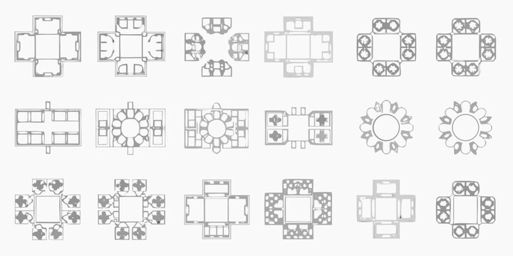 Office layout templates collection top down view of various desk and seating arrangements high quality