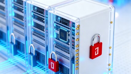 Obraz premium High-tech server security protection system