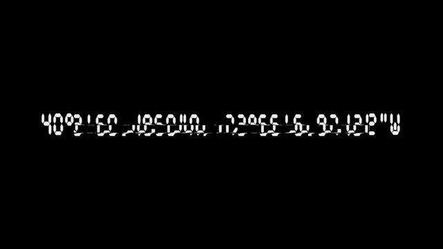 Text animation New York City coordinate point latitude and longitude digital watch font style with glitch effect, action film like overlay location. Suitable for promotion video, video intro, etc.