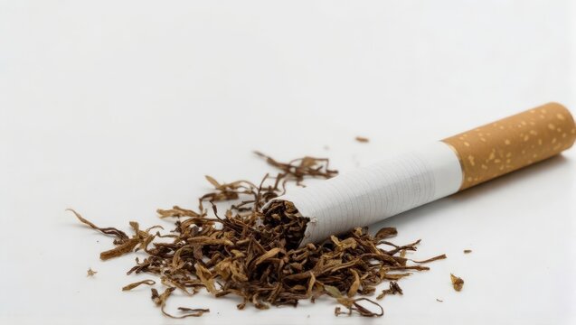 broken cigarette on a white background