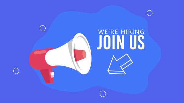 We're hiring join us motion graphic animation footage promoting job vacancies and recruitment opportunities.