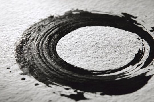 Sumi-e style Japanese ink painting of Enso circle