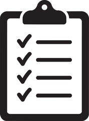 Checklist clipboard with checked items and lines in solid style with todo list clipboard icon complete © Nur
