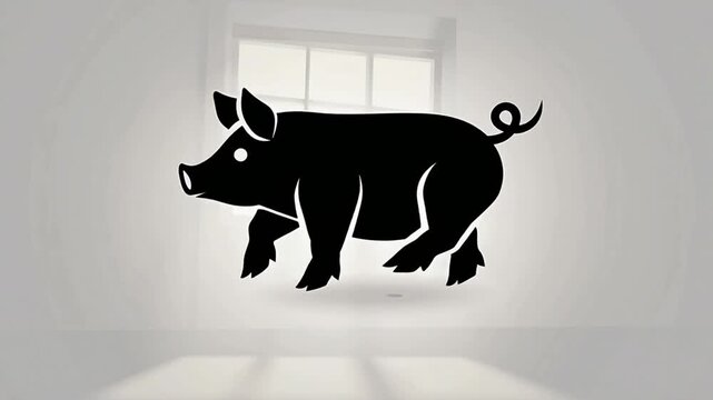 cool pig video with silhouette style