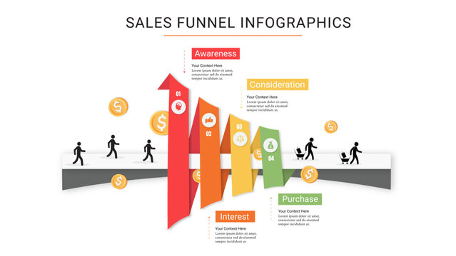 Business sales funnel vector infographics