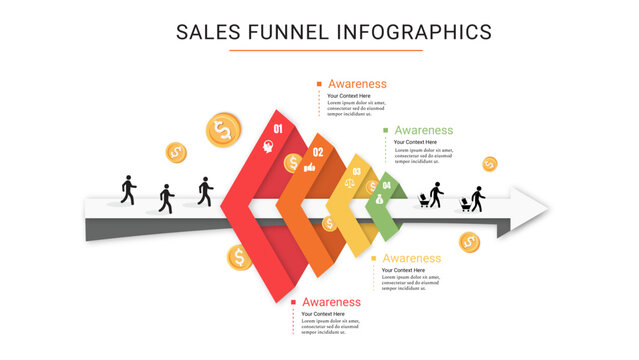 Business sales funnel vector infographics