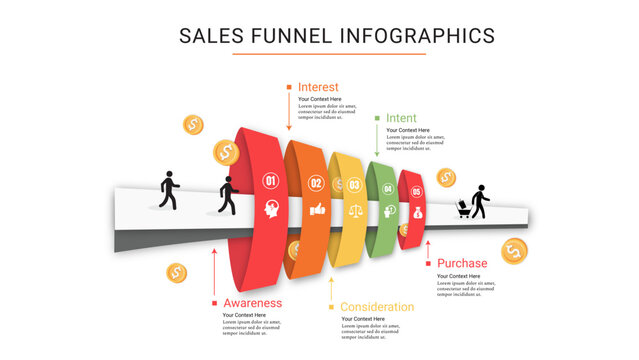 Business sales funnel vector infographics