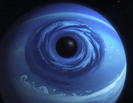 Neptunes Great Dark Spot - A Swirling Vortex in the Deep Blue Atmosphere.