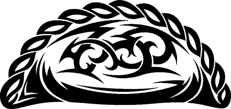 Tribal Stylized Dumpling or Empanada Graphic Silhouette