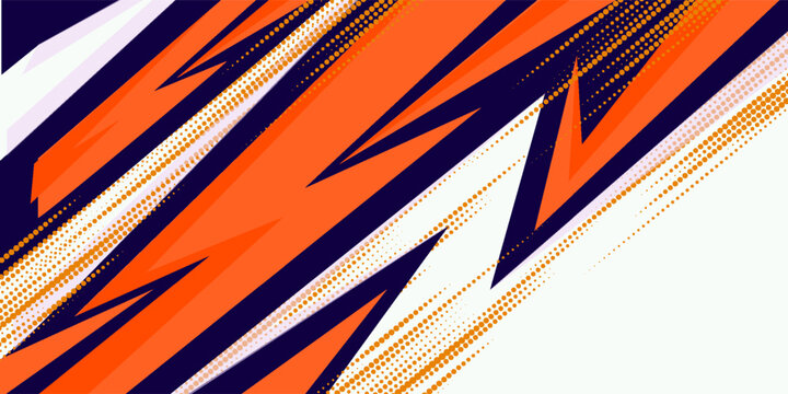 Dynamic orange halftone sports background with sharp lightning shapes