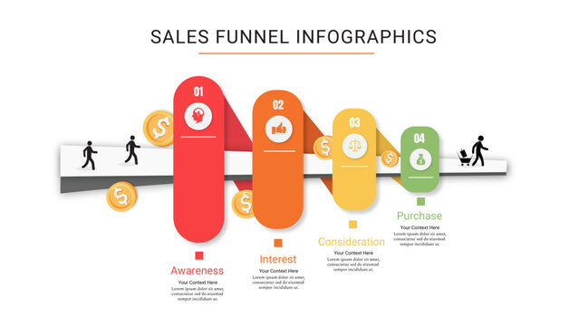 Business sales funnel vector infographics