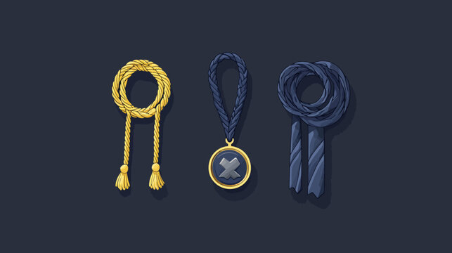 Three braided cords with different styles, yellow, dark blue, and light blue, on a dark background