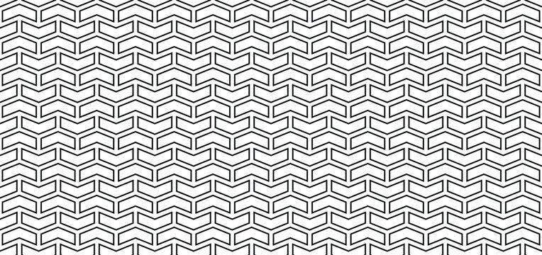 Geometric Seamless Pattern with Interlocking Arrow and Hexagonal Grid Elements for Corporate Background and Modern Textile Design