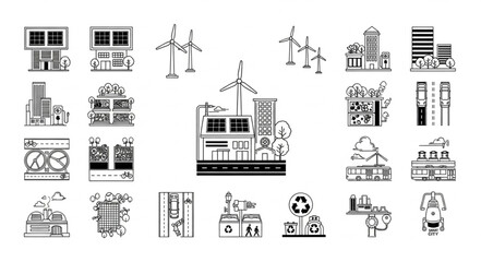 Fototapeta premium Collection of Industrial Building Icons and Symbols.